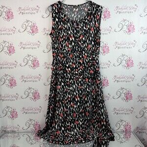 Denver Hayes dress abstract white Black and Red Dress long style stretchy